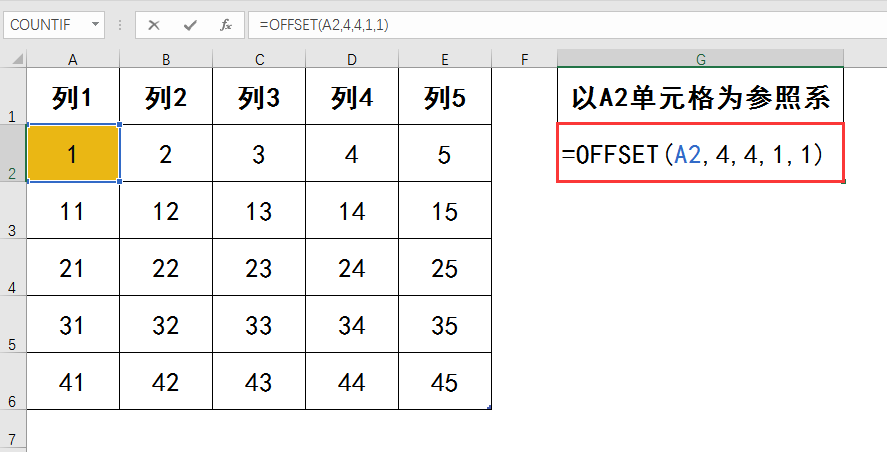 Excel中offset函数的使用方法及实例