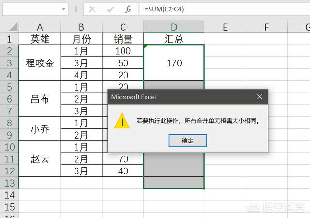 合并单元格大小不相同怎么处理？