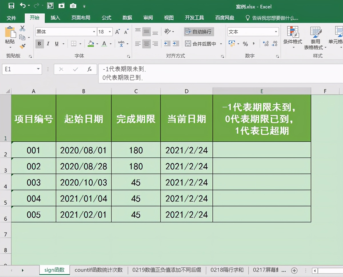 实例展示Excel中SIGN函数的用法