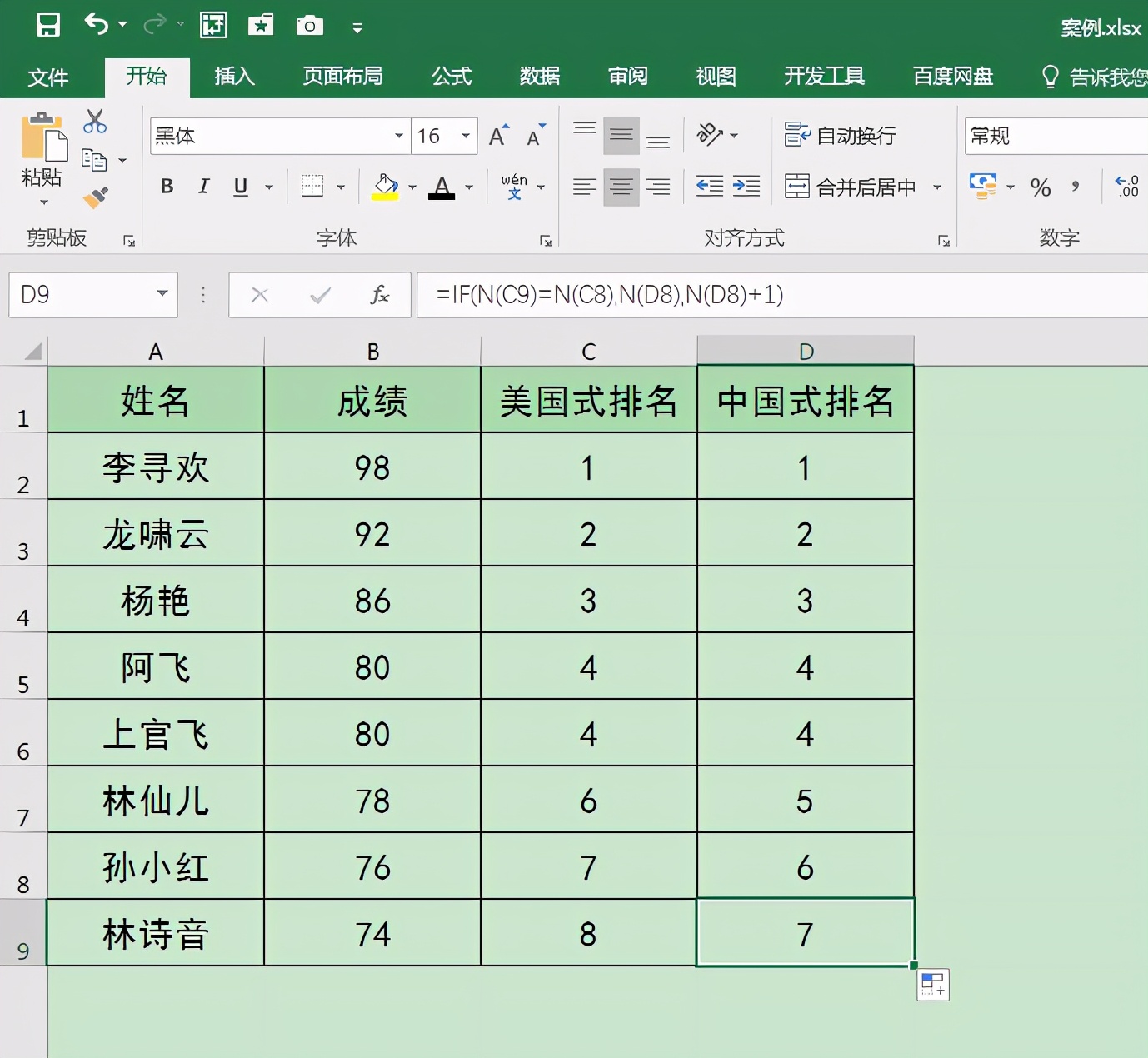 Excel中快速搞定美式排名和中国式排名,一看就懂的操作你也会