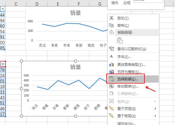 Excel表格中怎么将两张折线图合并到一个图表中？