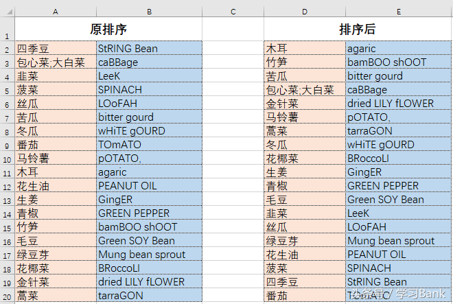 Excel中如何将英文单词按首字母大小写排序？