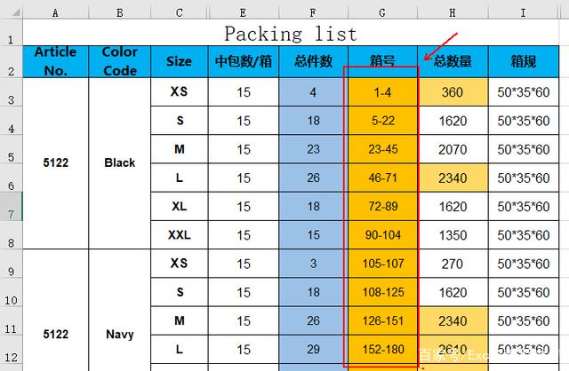 如何用Excel自动计算装箱单的排序箱号？