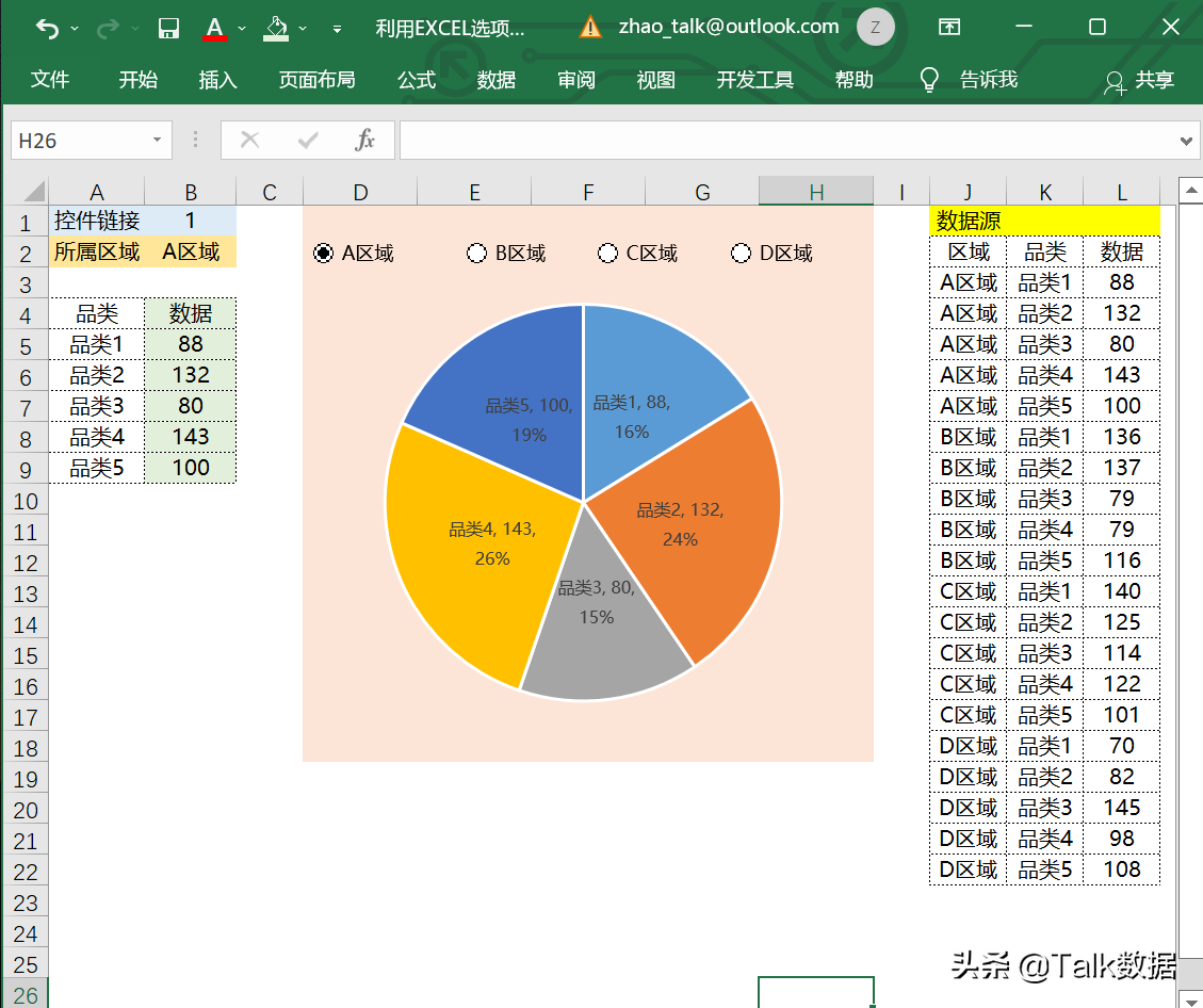 利用EXCEL选项按钮实现数据及图表的动态效果