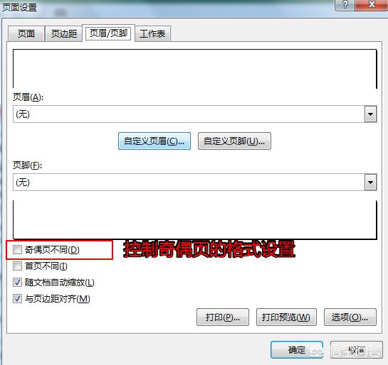 Excel如何对奇偶页页眉/页脚设置不同的格式？