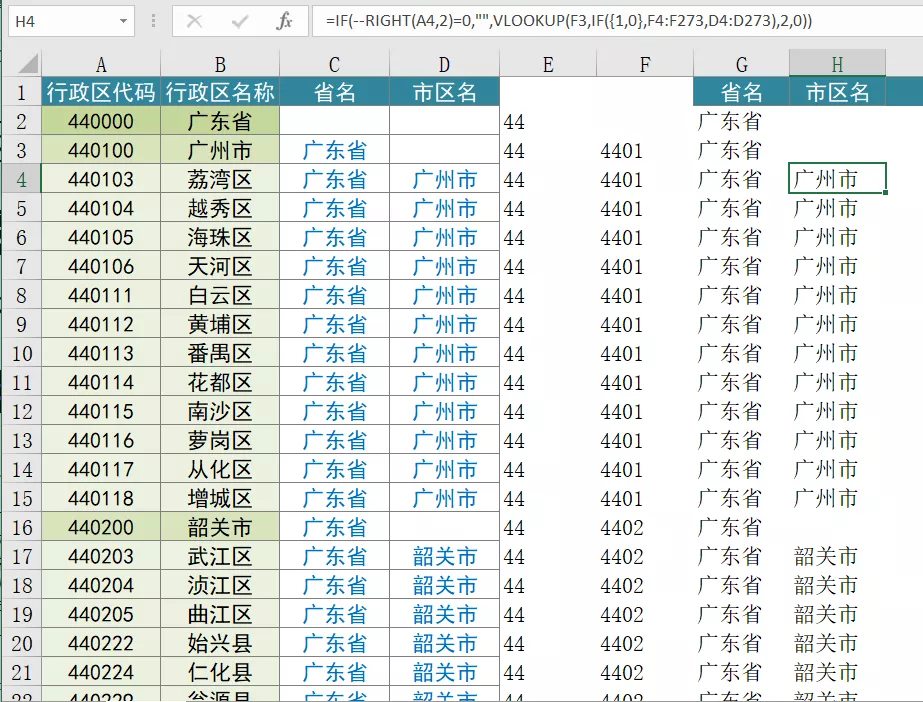 巧用Excel辅助列快速搞定行政区划分