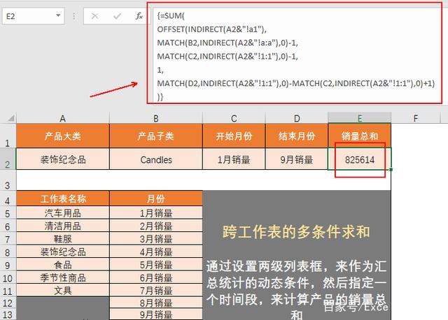 Excel表格中跨工作表跨列进行多条件求和，怎样实现？