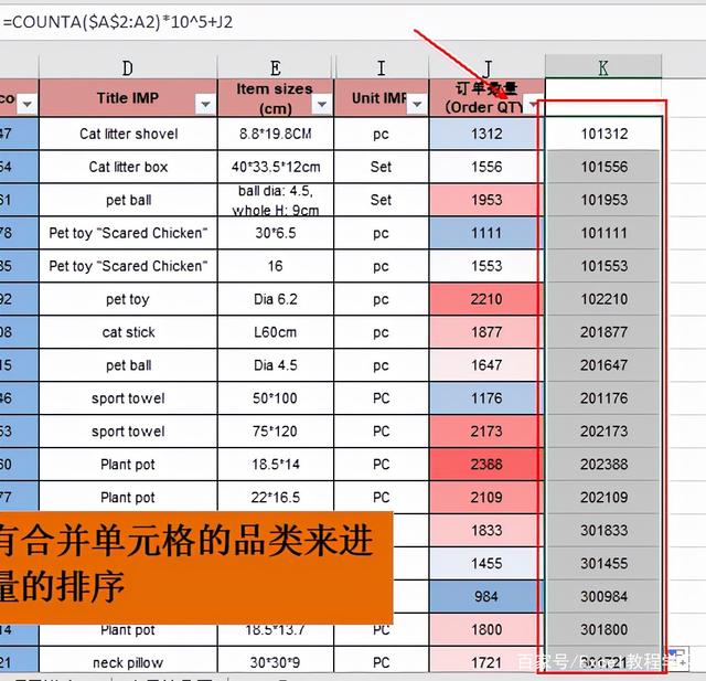 Excel中合并单元格的数据如何按照某个分组规则进行排序？