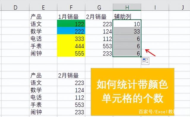 Excel表格中如何用公式统计带颜色单元格的个数？