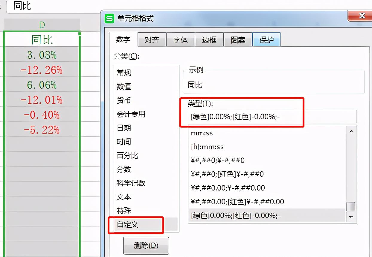 Excel中如何设置表格里的正负数不同色？