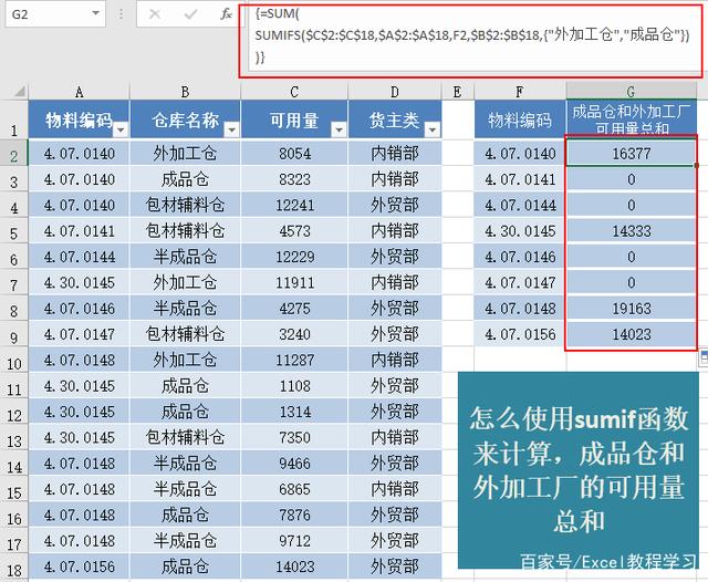 sumif如何对符合多条件的单元格求和？