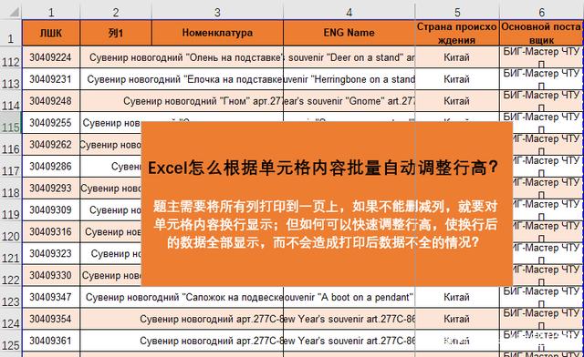 Excel如何批量自动调整行高和列宽，以解决无法表格完整打印到一页上的问题