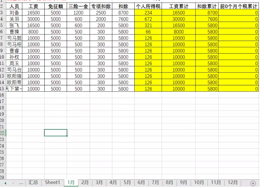 Excel如何用数据透视表快速统计全年12个月工资？