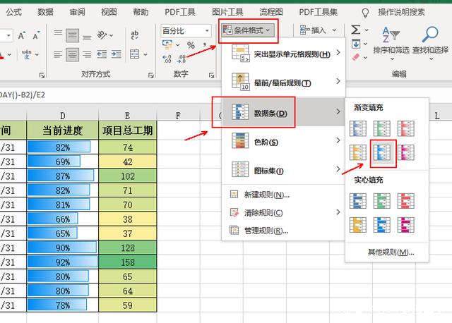 Excel制作进度表计算项目总工期的当前进度，用excel创建一个简单的进度表