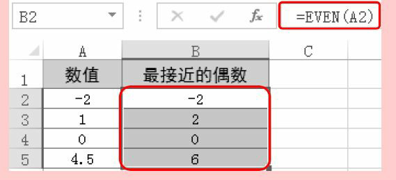 Excel舍入函数EVEN函数的用法和实例教程