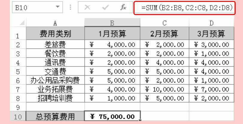 Excel数学函数SUM的用法和实例教程