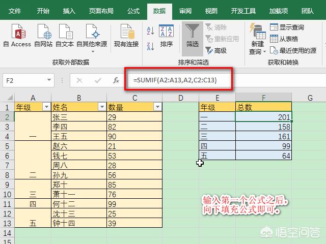 excel中如何实现相同内容的合并和数据引用？