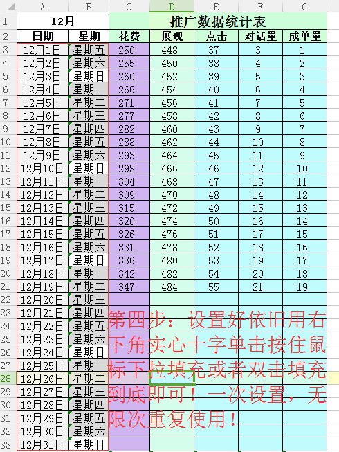 给销售表中的日期添加对应的星期，用这个EXCEL公式一次搞定