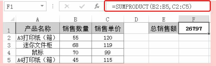 Excel数学函数——SUMPRODUCT函数详解