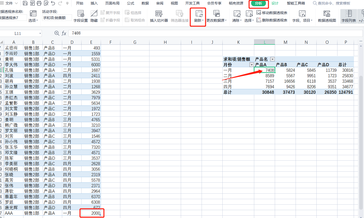 WPS表格系列课程之——如何设置透视表的动态变化