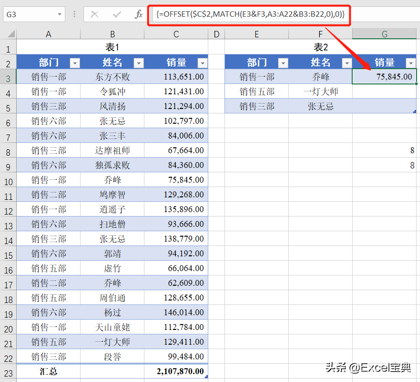 Excel如何使用OFFSET+MATCH函数实现多条件匹配查找唯一值？