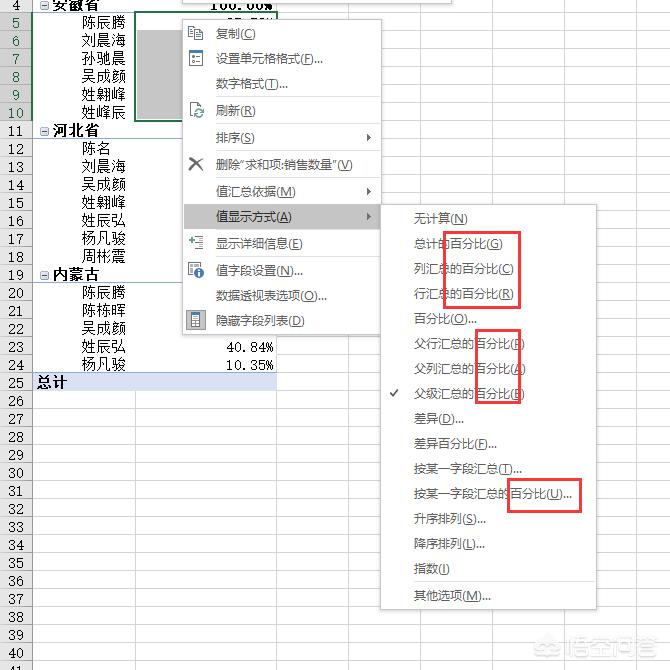 excel百分比怎么算（数据透视表计算百分比的方法）-天天办公网